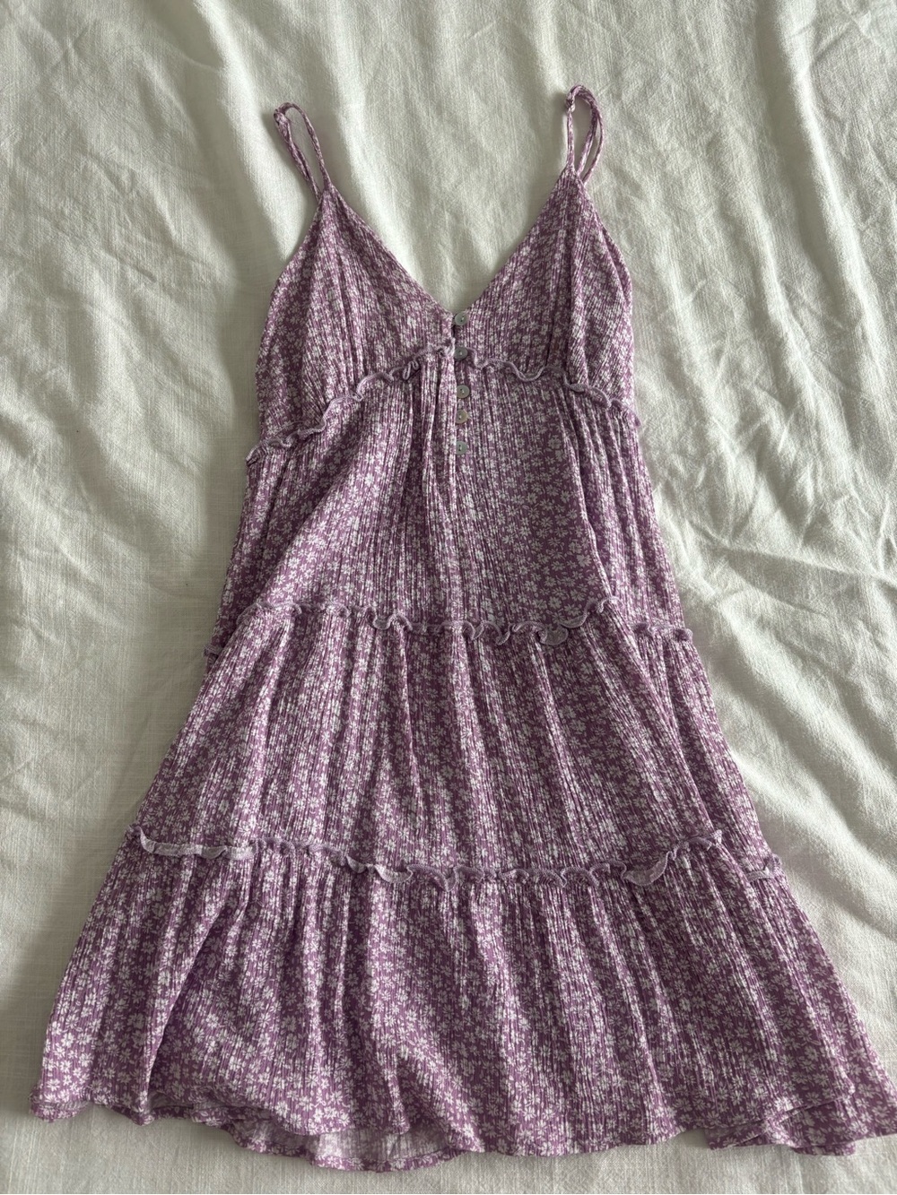 Altars State Lavender Floral Tiered Spaghetti Strap Dress Size S
